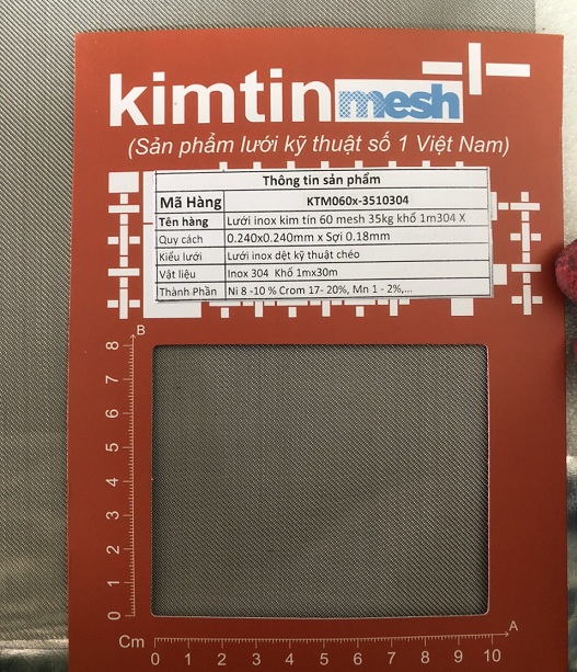 Lưới lọc inox Kim Tín 60 mesh dệt chéo chịu lực